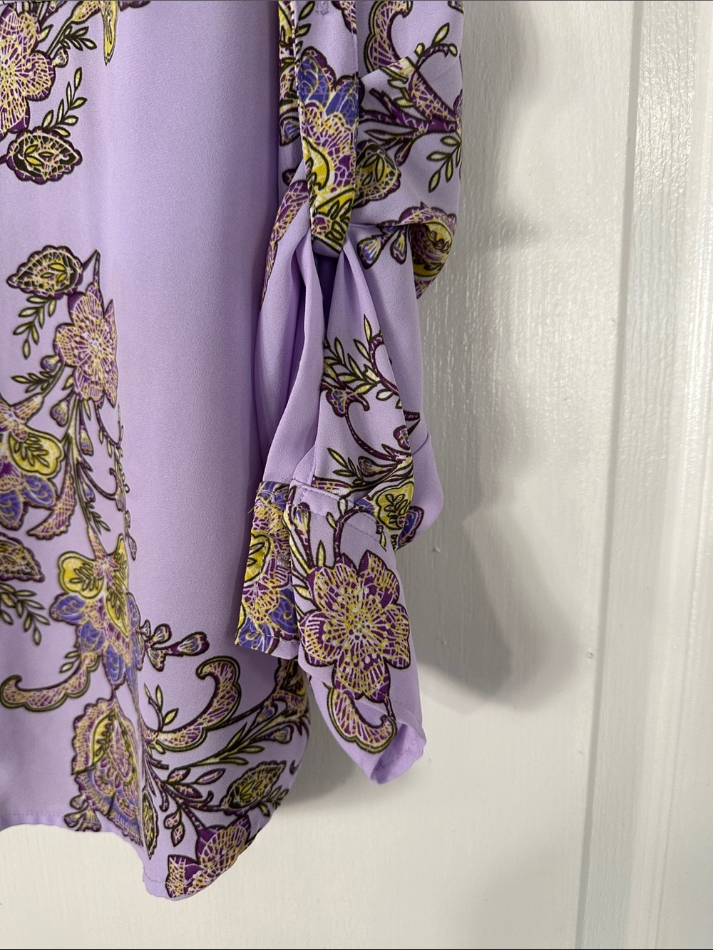 New York & Company Lavender Floral Button-Down Shirt - Picture 2 of 8